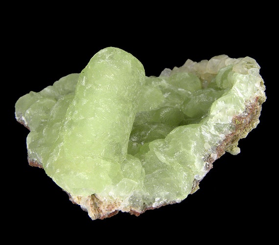 Prehnite finger cast after Anhydrite with Calcite / Locality - Prospect Park Quarry, Prospect Park, Passaic County, New Jersey