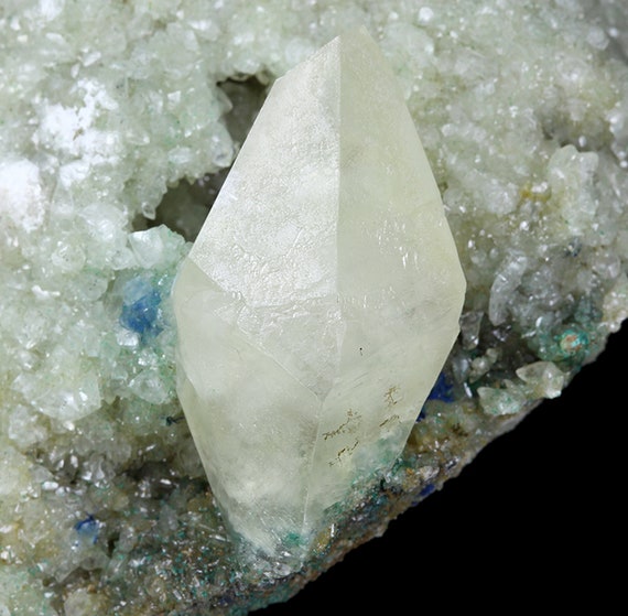 Calcite with Malachite and Azurite / Locality - Copper Rivet mine, Mesa County, Colorado