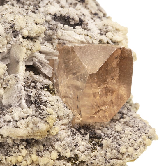 Topaz (GEM crystals) on Albite with Muscovite / Locality - Dassu, Braldu Valley, Pakistan