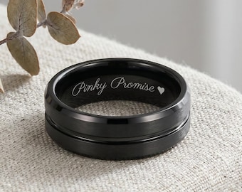 Promise ring for him • Personalized black ring for men • Men promise ring • Gift for boyfriend • Rings for men - Men wedding bands