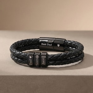 Pulseira masculina personalizada com os nomes dos filhos, pulseira personalizada com o nome da família, presente significativo para o marido, presente de Dia dos Pais para ele.