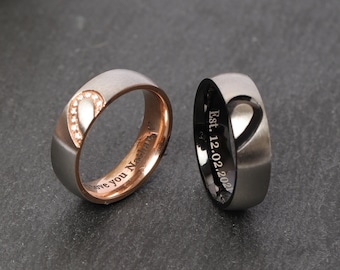 Promise rings for couples - Matching rings - Personalized Rings for couple - Wedding anniversary. Christmas gift for husband - Gift for wife