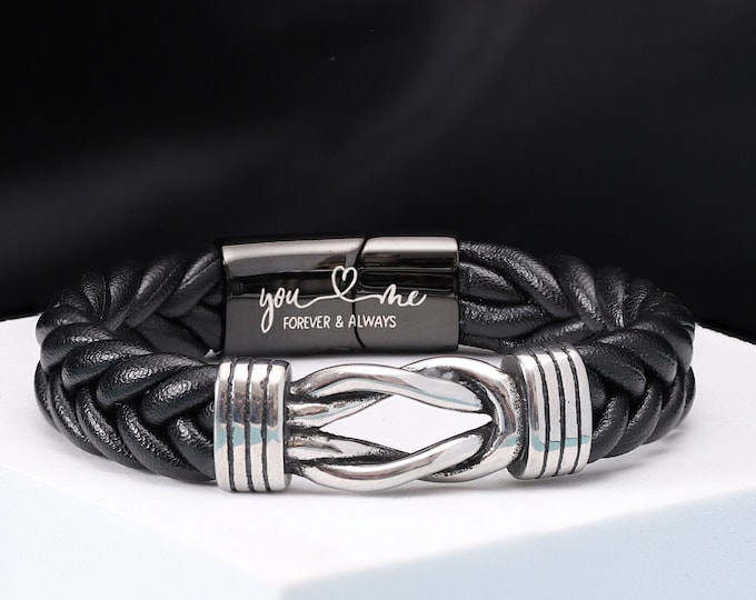 To My Man, Love you Forever and Always Infinity - Leather Bracelet for Husbands, Dad and Sons main image 0