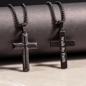 Personalized Cross Necklace For men - Christian Gift for Him Her - Baptism Catholic Gift - Personalized Engraved Cross Necklace - Mens Cross