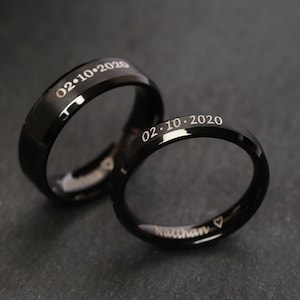 Personalized matching rings for couple - Valentines day gifts - Couple rings - Promise rings couples - Anniversary gifts - Gifts for couples