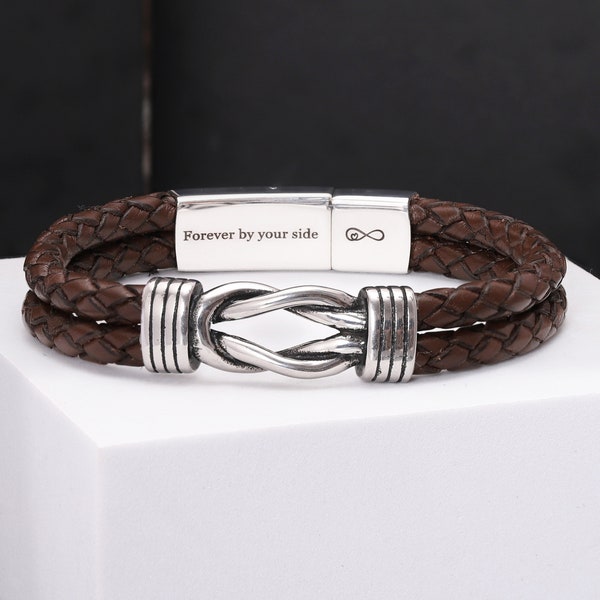 Pulsera de nudo personalizada para hombres - Regalos personalizados para marido - Regalo de cumpleaños para hombres - Regalo para hermano - Regalo para papá - Pulsera de nudo de amor