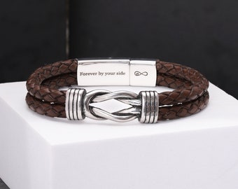 Personalized Men's Leather Bracelet - Medical bracelet for men -  Jewelry gift - Men engraved bracelet Gift for son Promise gift Vow renewal