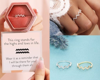 Highs and lows ring - Best friend gift - Gift for my daughter - 21st birthday gift for her - Best friend birthday gift - Gift for Sister.