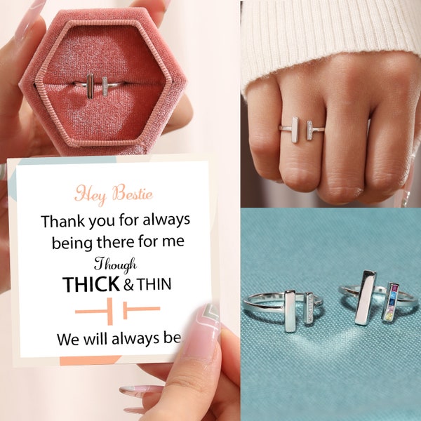 Thick and thin ring - sterling silver ring, best friend gift - Matching ring, Birthday gift, best friend rings, friendship gift.