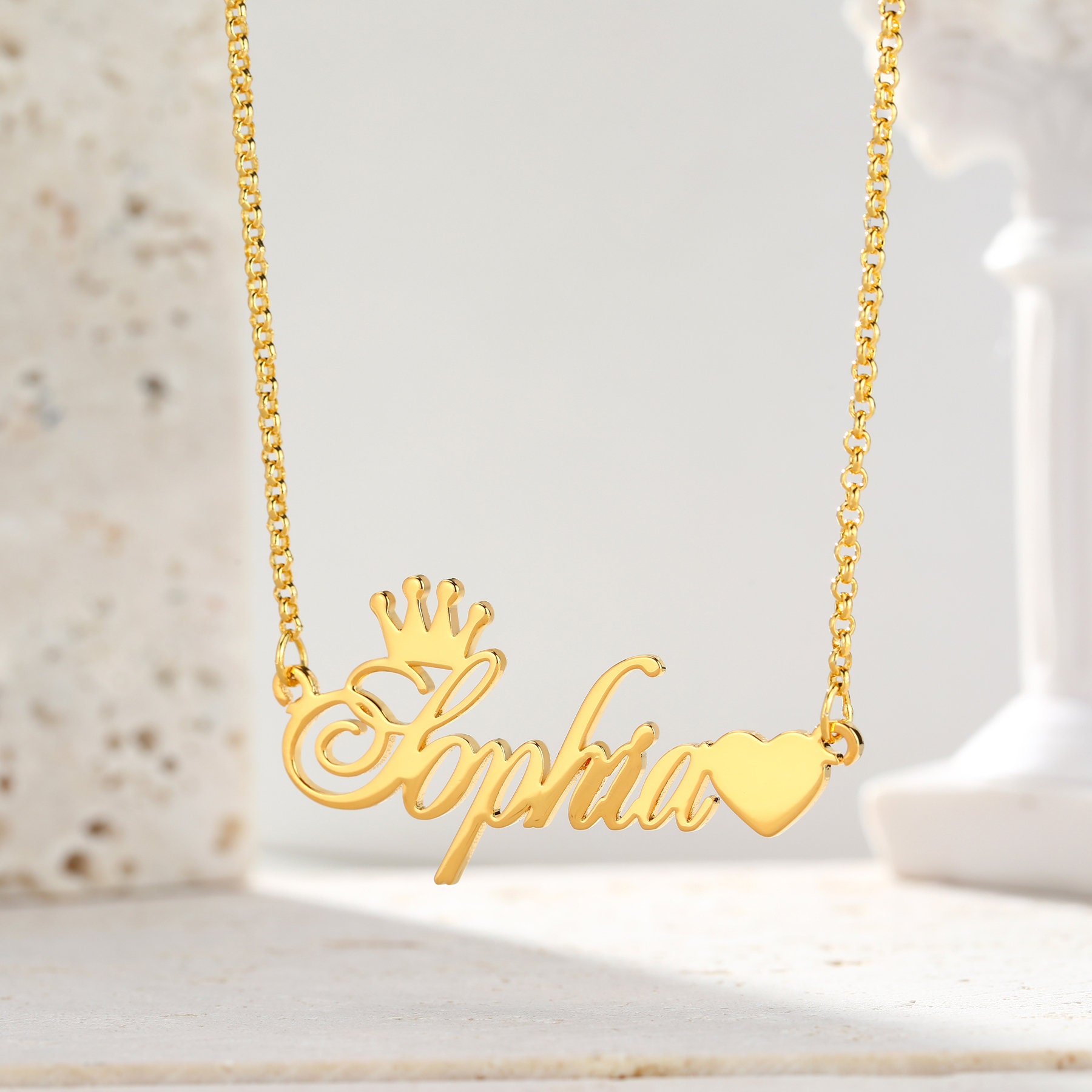 Custom name necklace with crown shop