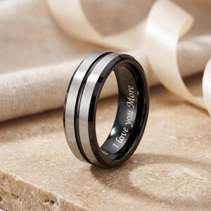 Promise ring for him • Personalized black ring for men • Men promise ring • Gift for boyfriend • Rings for men - Men wedding bands image 3
