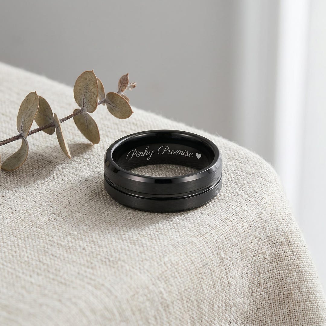 Simple Promise Rings For Men Promise Ring for Him • Personalized Black Ring for Men • Men Promise ...