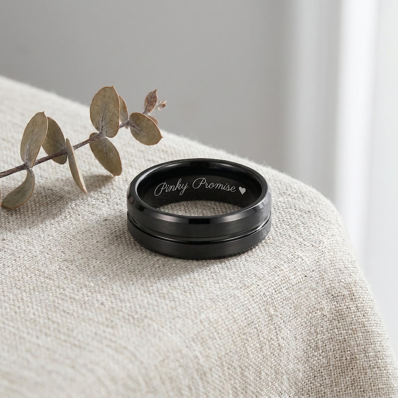 Promise ring for him • Personalized black ring for men • Men promise ring • Gift for boyfriend • Rings for men - Men wedding bands image 1