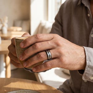 Promise ring for him • Personalized black ring for men • Men promise ring • Gift for boyfriend • Rings for men - Men wedding bands image 4