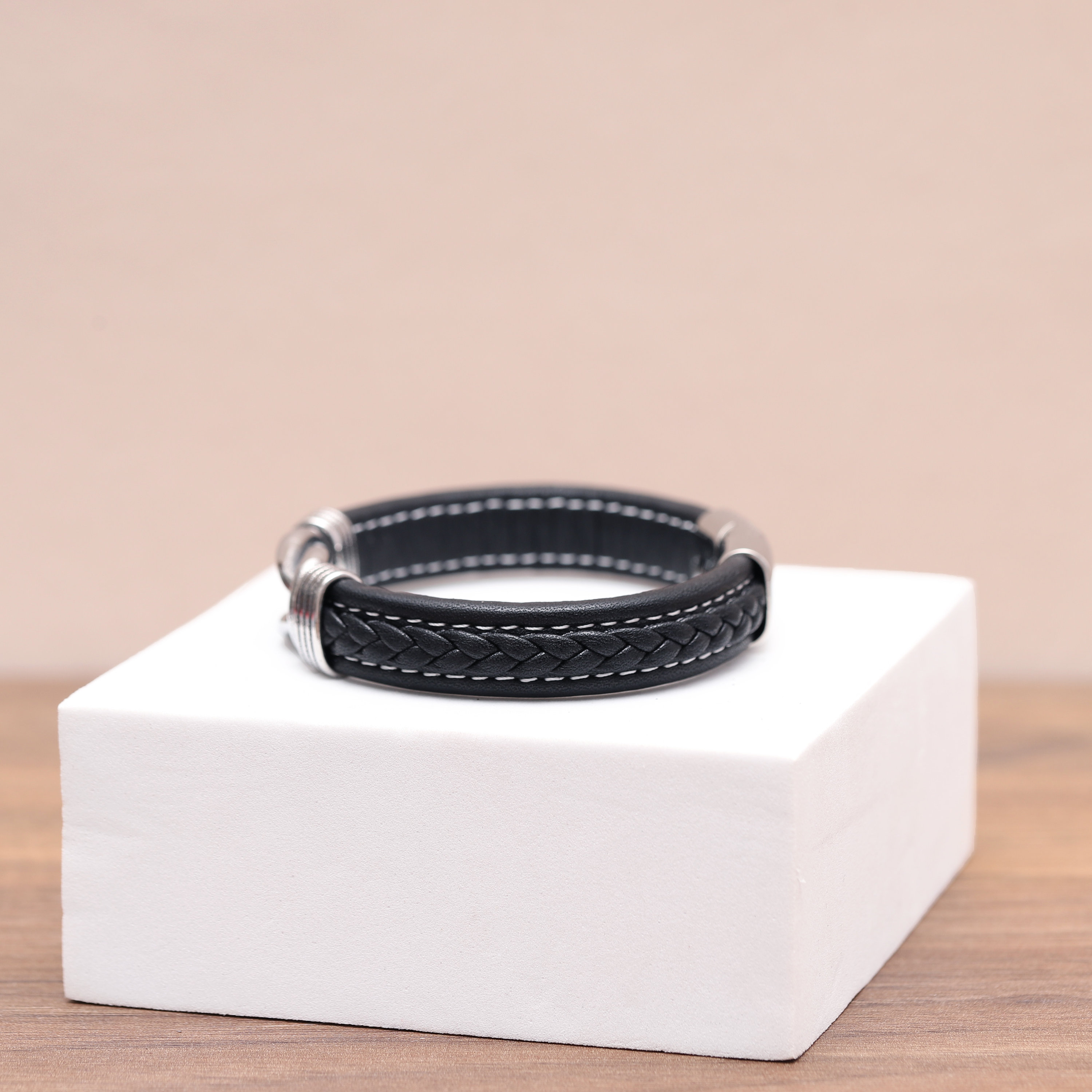 Bracciale In Pelle Intrecciata Marrone Per Uomo - Inciso 'Love You Forever' - Regalo Per Figlio, Papà, Marito