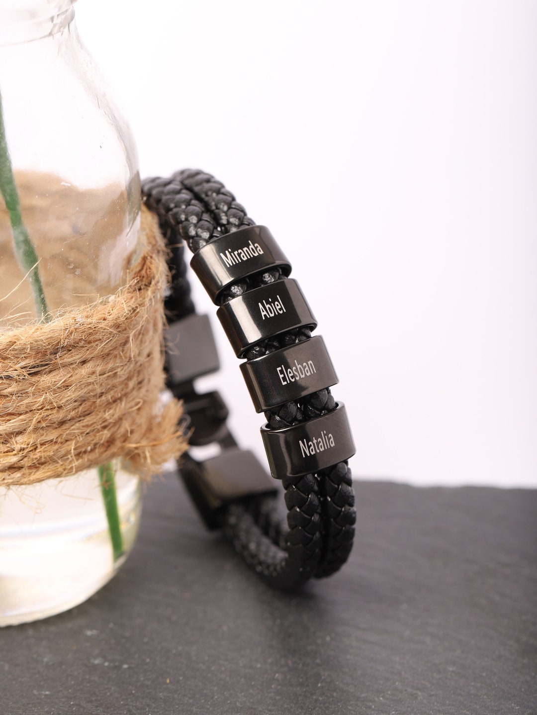 Personalized Leather Bracelet for Men Dad Bracelet Etsy