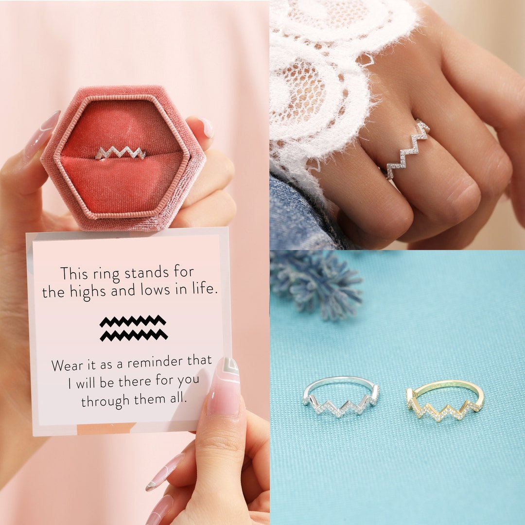 Daughter Gifts From Mom Highs And Lows Ring Zircon Double Wave Rings Mother Daughter Rings Trendy Stuff Birthday Mothers Day Gifts 2025