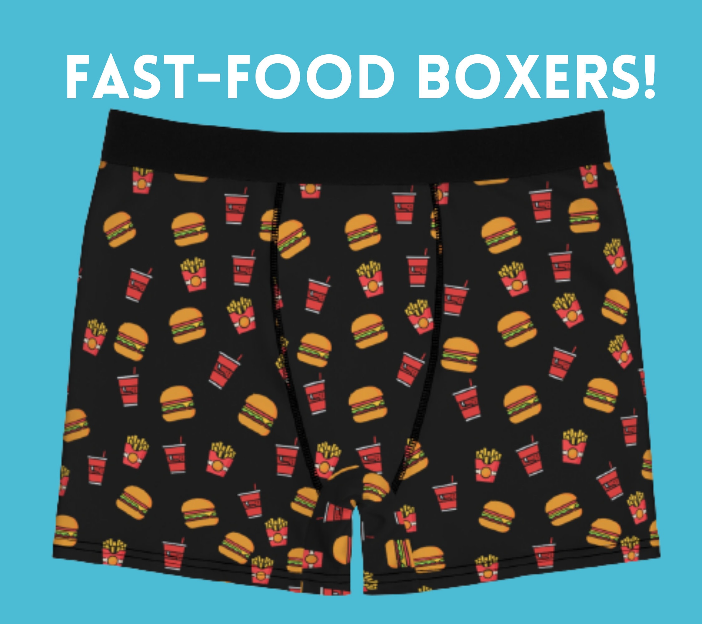 FAST FOOD BOXER Shorts Food lovers gift idea for boyfriend Etsy