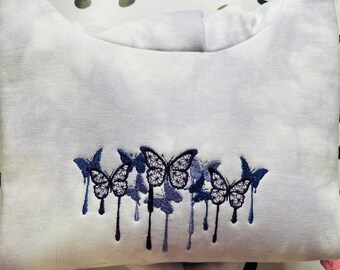 Embroidered hoodie, Embroidery Butterfly Sweatshirts Gift for her