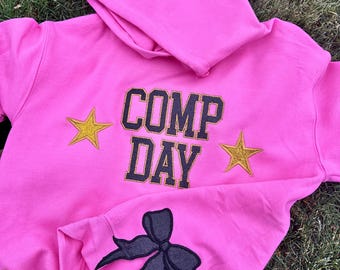 Personalized Comp Day  Sweatshirt| Cheer sweatshirt| Competition Day sweatshirt|cheer gift|comp day|Cheer Bow on sides