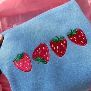 Cute Strawberry Embroidered Blouse