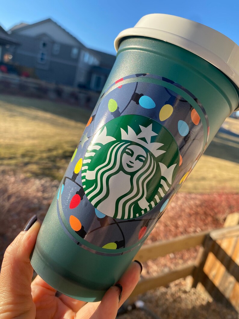 Color changing Hot Starbucks cup Green Holiday tumbler Etsy