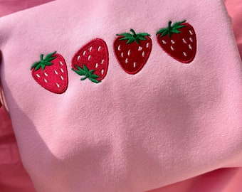 Strawberries Embroidered Sweatshirt| Cute strawberry’s embroidery sweatshirt | Gifts for her |Cute sweatshirt