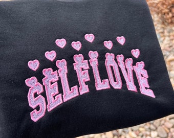 Selflove Embroidery Sweatshirt| Cute Embroidery Sweatshirts
