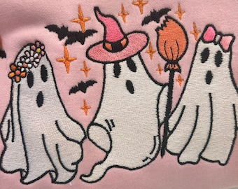 Cute Ghost embroidered sweatshirts| Cute Halloween sweatshirts