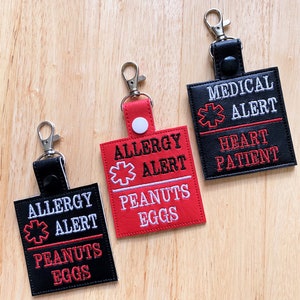 Custom Medical Key Charm Tag | Medical Alert Keychain Tag | Asthma NonVerbal | EpiPen Key Tag | Diabetic Keychain | Allergy Alert Keychain