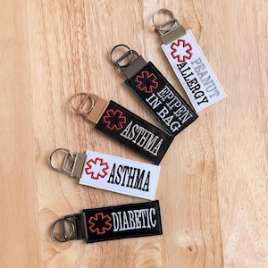 Medical Alert Keychain Charm Tag | Custom Medical Key Charm Tag | Asthma Key Tag | EpiPen Key Tag | Diabetic Keychain | Allergy Keychain