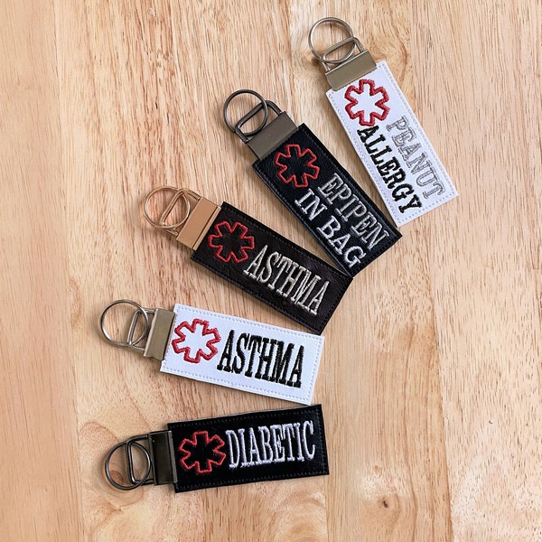 Medical Alert Keychain Charm Tag | Custom Medical Key Charm Tag | Asthma Key Tag | EpiPen Key Tag | Diabetic Keychain | Allergy Keychain