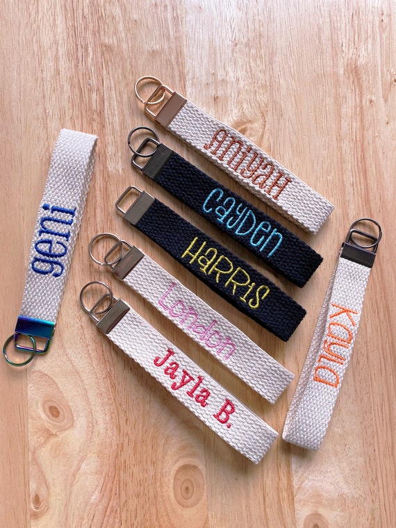Personalized Key Fob Keychain | Custom Name Keychain Strap | Wrist Lanyard