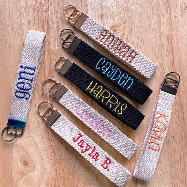 Personalized Key Fob Keychain | Custom Name Keychain Strap | Wrist Lanyard