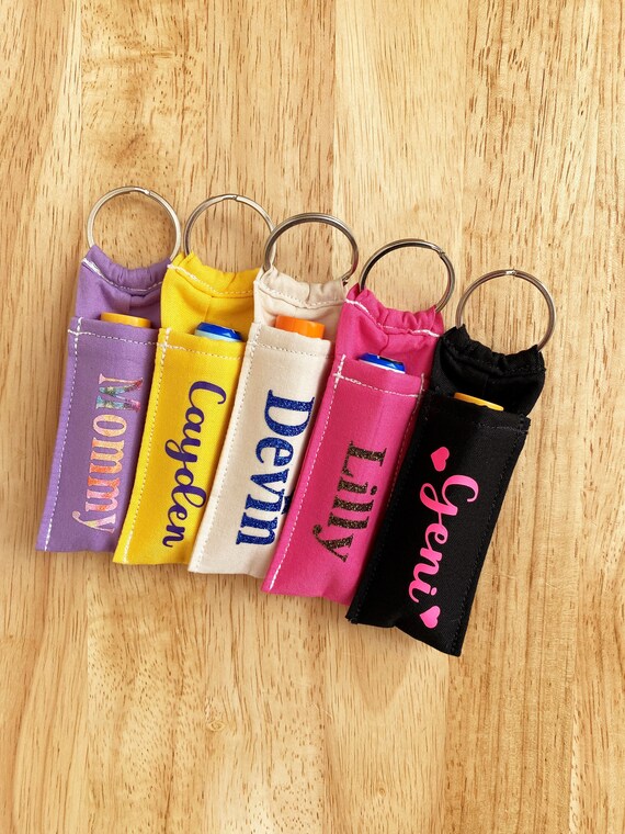 Personalized Cotton Keychain Holder for Chapstick / Lip Balm / Etsy