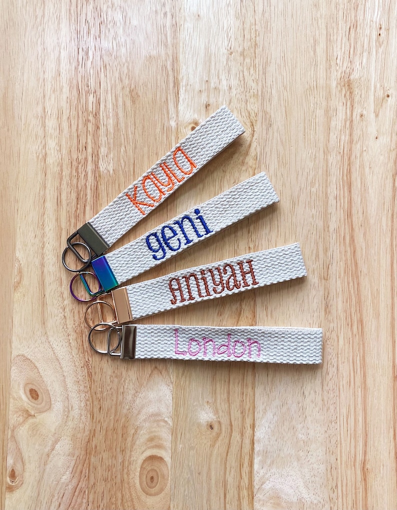 Personalized Key Fob Keychain Custom Name Keychain Strap Etsy