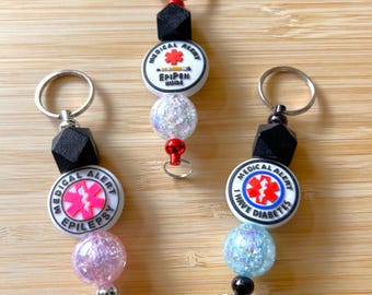 Medical Alert Keychain Tag: EpiPen, Diabetes, Epilepsy