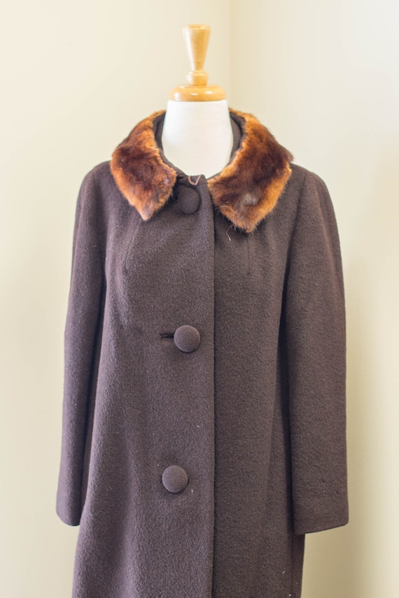 Vintage Brown Fur-Lined Winter Coat