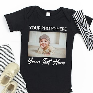 Custom Photo Baby Bodysuit, Your Photo Here Baby Body Vest Set, Customized Birthday Gifts, Custom Text Newborn Clothes,Personalized Kids Tee
