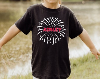 Custom 4th of July Name T Shirt, Personalized Patriotic Gift Tshirt, Fourth of July Kids Name Tee, Customized Baby Bodysuit, Toddler T-shirt