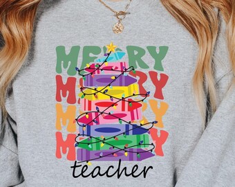 Christmas Teacher Sweatshirt, Funny Teacher Life Xmas Tee, Holiday Teacher Gift