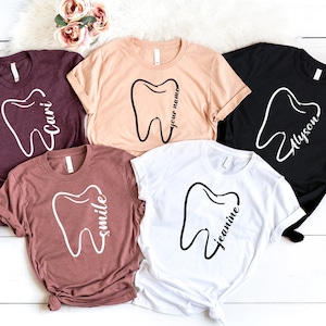 Custom Name Dentist Shirt, Personalized Tooth Gift Shirts, Cute Dental Assistant Sweatshirt, Funny Orthodontist Clinic Tshirt, Hospital Tee