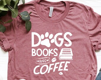 Venley Coffee Books & Dogs Womens T-Shirt Venley Coffee Books & Dogs Womens T-Shirt