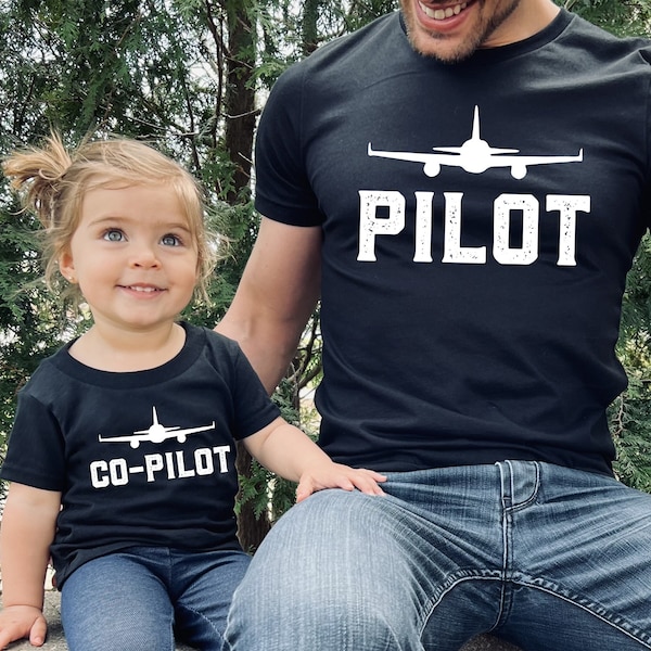 Pilot Co-Pilot Matching Father And Son Shirts, Dad And Baby Outfits, Daddy And Me Pilot Tshirt, Gift For Father's Day, Family Matching Tees