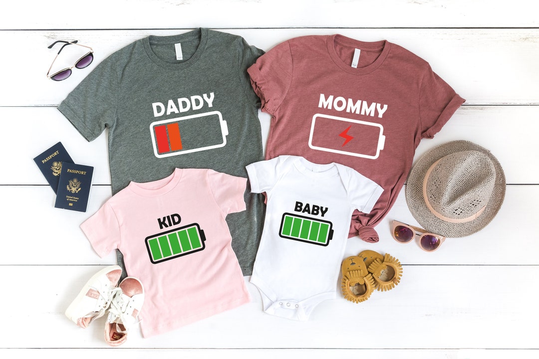 Daddy Mommy Baby and Kid Matching Shirts, Matching Family Battery ...