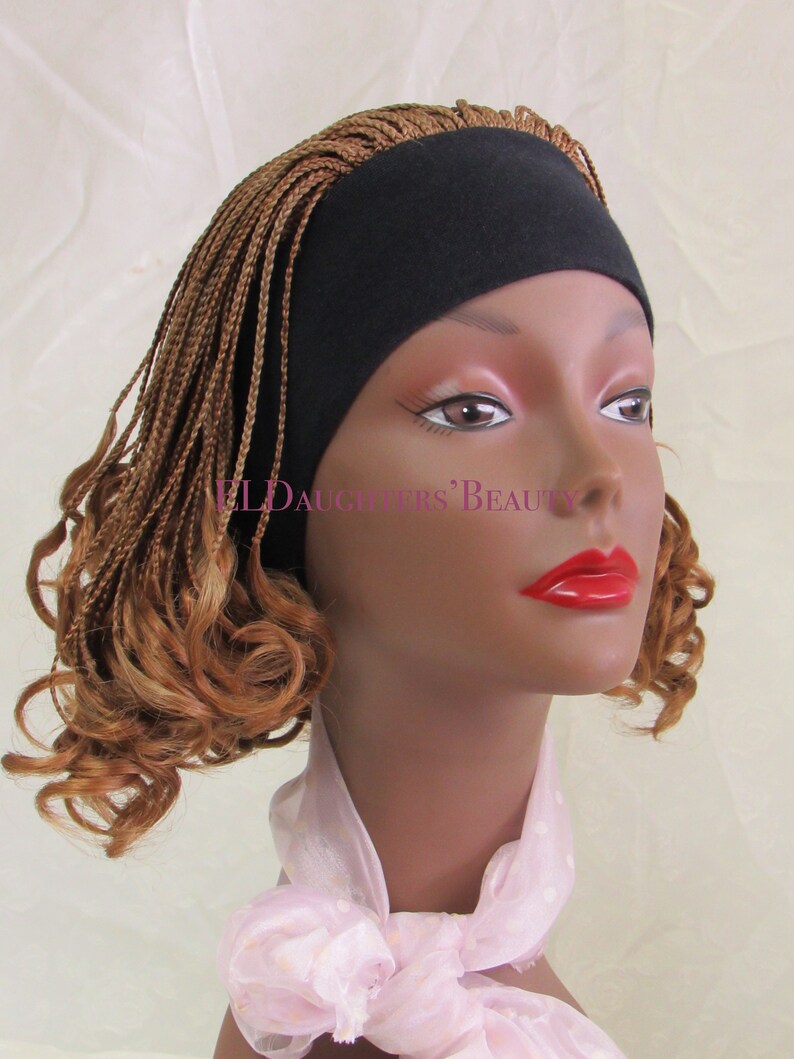 WIGS Braided Headband Wig for Women Curly Micro Braided