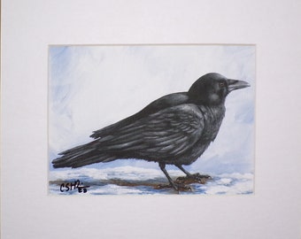 Crow Totem - Matted Giclee Art Print