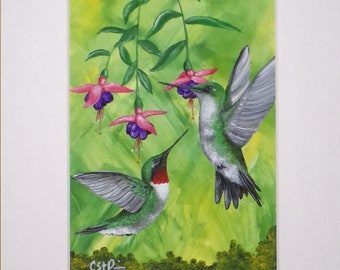 Hummingbird Totem - Matted Giclee Art Print