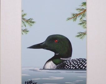 Loon and Lake - Matted Giclee Art Print