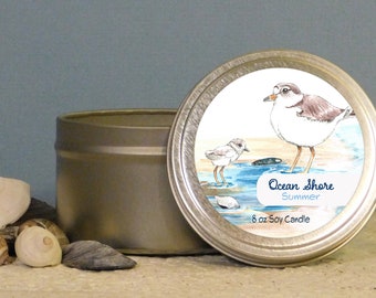 New!! SUMMER - Plover - Ocean Shore - 8 oz Soy Candle